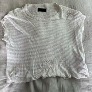 RtA boxy silver striped distressed tee